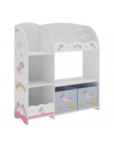 reol til børn børneværelse indretning enhjørning kasser opbevaring legetøj