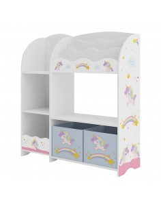 reol til børn børneværelse indretning enhjørning kasser opbevaring legetøj 2