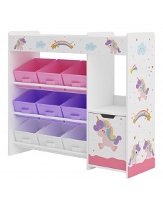 reol til børn børneværelse indretning enhjørning kasser opbevaring legetøj 2