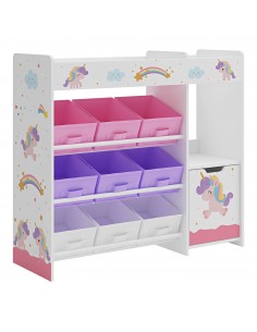 reol til børn børneværelse indretning enhjørning kasser opbevaring legetøj