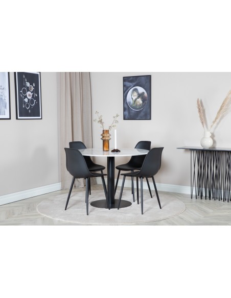 Rundt spisebord marmor hvid 4 personer