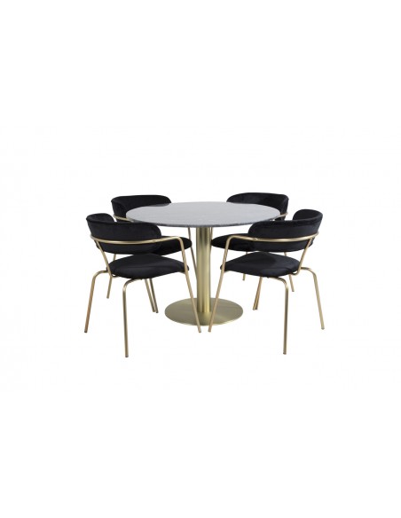 Rundt spisebord marmor messing 4 personer