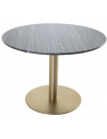 ESTELLE Rundt spisebord i stål og marmor H75 x Ø106 cm - Mat børstet messing/Mørkegrå marmor