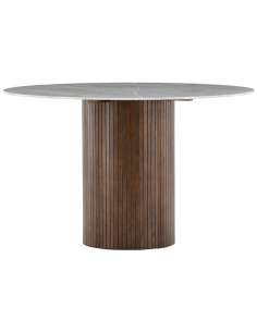 Rundt spisebord 120 træ brun marmor moderne design