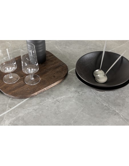 Rundt spisebord 120 træ brun marmor moderne design