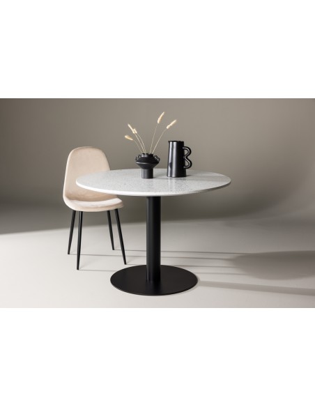 Rundt spisebord terrazzo hvid 4 personer
