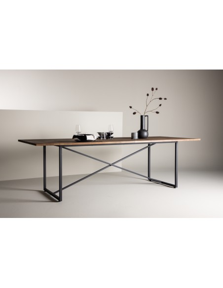 Spisebord stort moderne design teak træ sort 10 personer 8