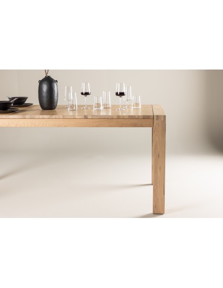 Spisebord med udtræk moderne design træ eg egetræ massivt