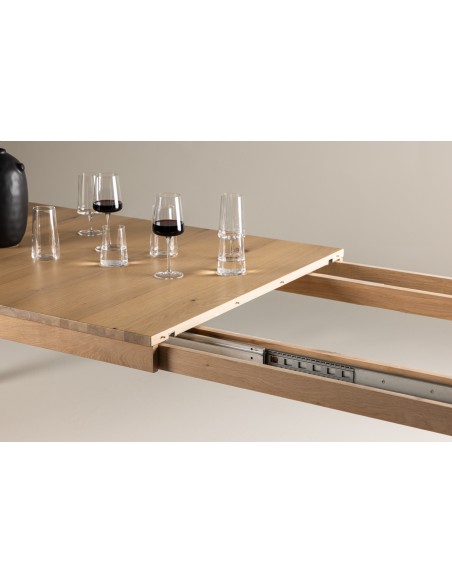 Spisebord med udtræk moderne design træ eg egetræ massivt