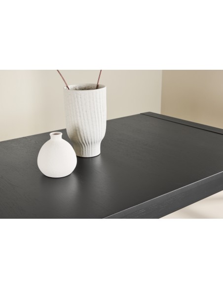 Spisebord med udtræk moderne design træ eg egetræ massivt sort