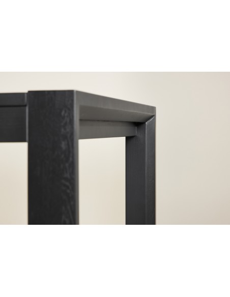 Spisebord med udtræk moderne design træ eg egetræ massivt sort