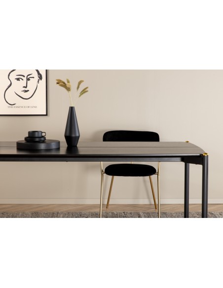 Spisebord 190 moderne design træ sort 6 stole personer