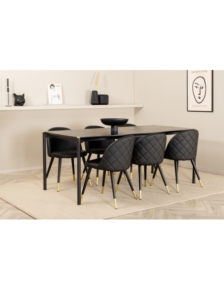 Spisebord 190 moderne design træ sort 6 stole personer