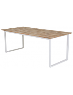 Spisebord 200 moderne design træ hvid 6 stole personer