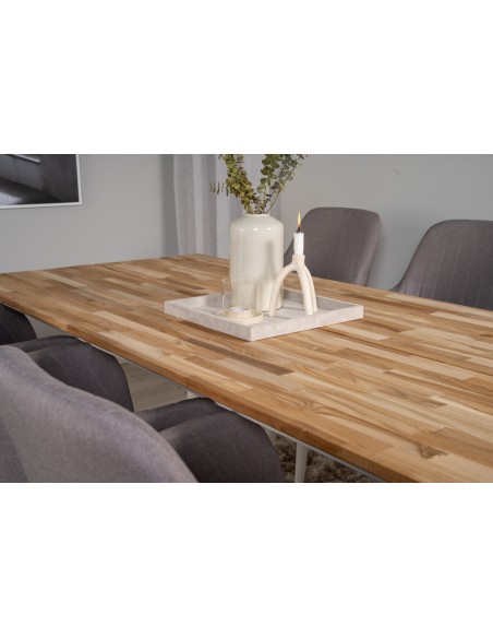 Spisebord 200 moderne design træ hvid 6 stole personer