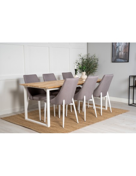 Spisebord 200 moderne design træ hvid 6 stole personer