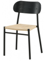 Sæt med 2 x POLLY Spisebordsstole i jern, MDF og rattan H80 cm - Sort/Natur