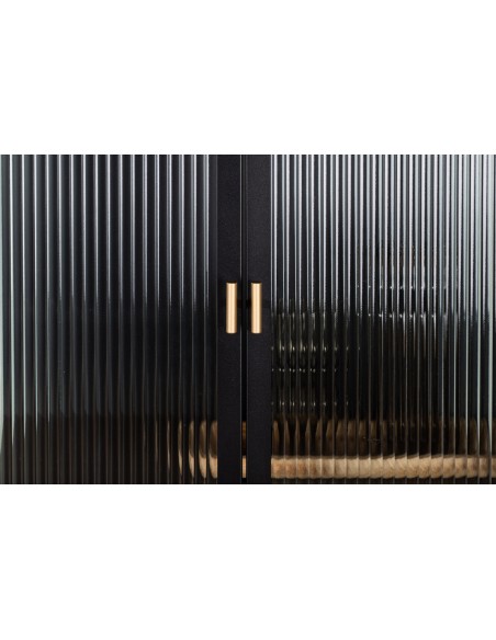 vitrineskab vitrine skab sort metal stål glas lavt