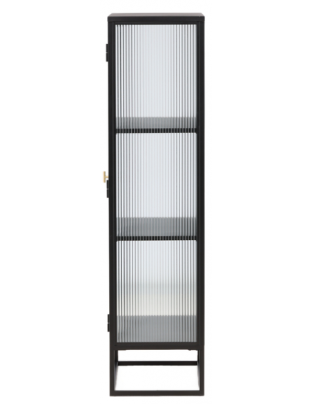 vitrineskab vitrine skab sort metal stål glas lavt
