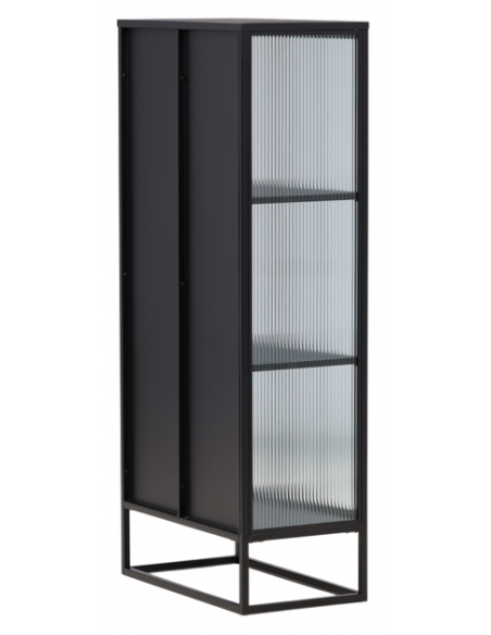 vitrineskab vitrine skab sort metal stål glas lavt