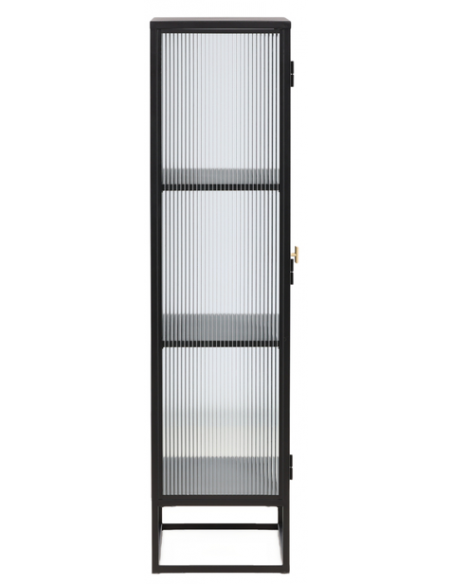 vitrineskab vitrine skab sort metal stål glas lavt