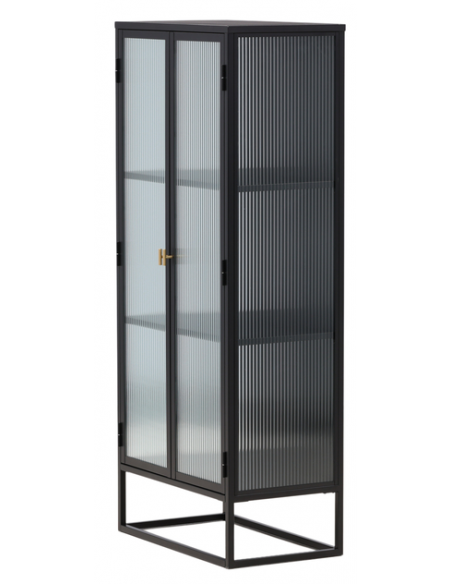 vitrineskab vitrine skab sort metal stål glas lavt