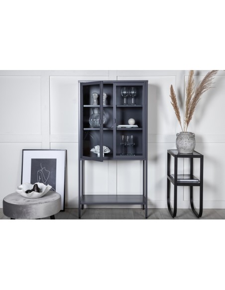 vitrineskab vitrine skab metal stål glas lavt metalskab