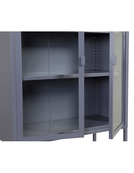 vitrineskab vitrine skab metal stål glas lavt metalskab