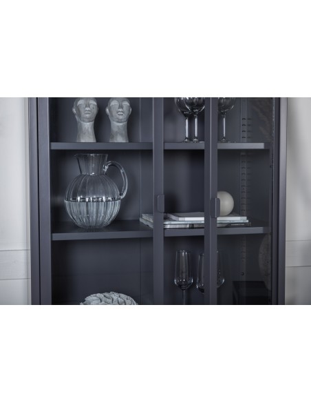 vitrineskab vitrine skab metal stål glas lavt metalskab