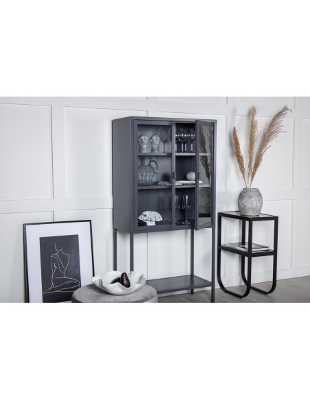 vitrineskab vitrine skab metal stål glas lavt metalskab