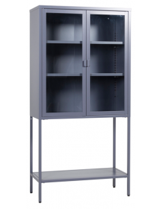 vitrineskab vitrine skab metal stål glas lavt metalskab