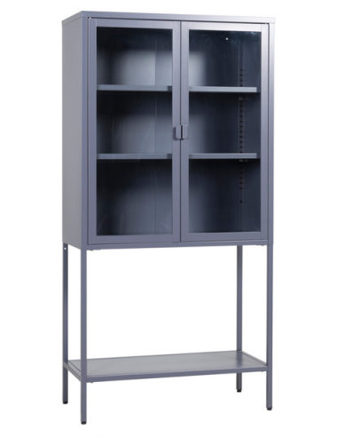 vitrineskab vitrine skab metal stål glas lavt metalskab