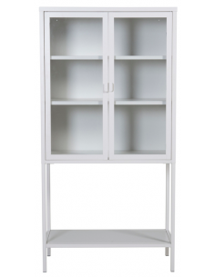 vitrineskab vitrine skab metal stål glas lavt metalskab hvid 2