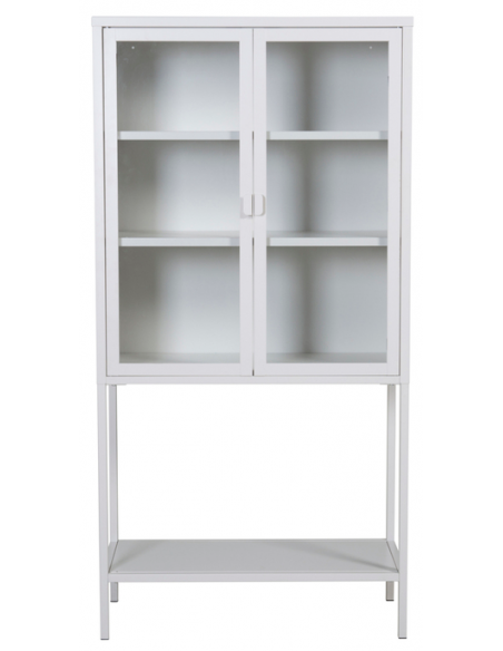 vitrineskab vitrine skab metal stål glas lavt metalskab hvid