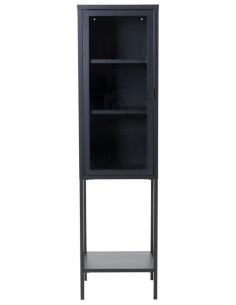 vitrineskab vitrine skab metal stål glas lavt metalskab sort 2