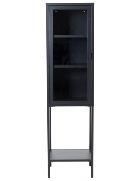 vitrineskab vitrine skab metal stål glas lavt metalskab sort