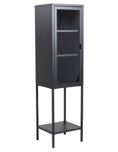 vitrineskab vitrine skab metal stål glas lavt metalskab sort