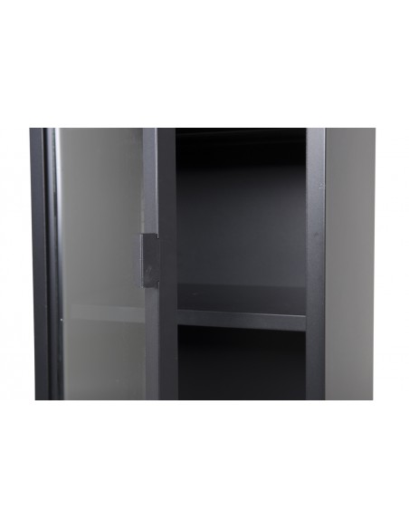 vitrineskab vitrine skab metal stål glas lavt metalskab sort