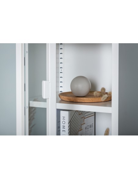 vitrineskab vitrine skab metal stål glas lavt metalskab hvidt