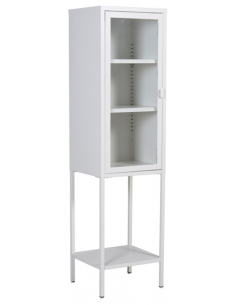 vitrineskab vitrine skab metal stål glas lavt metalskab hvidt