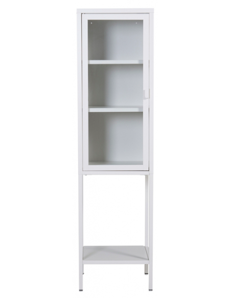 vitrineskab vitrine skab metal stål glas lavt metalskab hvidt