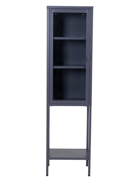 vitrineskab vitrine skab metal stål glas lavt metalskab grå
