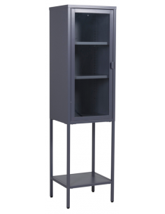 vitrineskab vitrine skab metal stål glas lavt metalskab grå