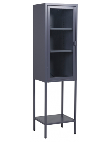 vitrineskab vitrine skab metal stål glas lavt metalskab grå