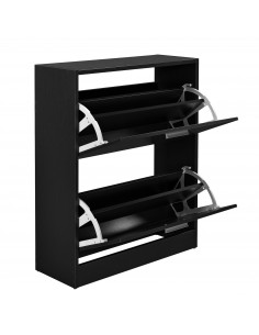 Skoskab gulv træ billigt eg egetræ garderobe entre sort 2