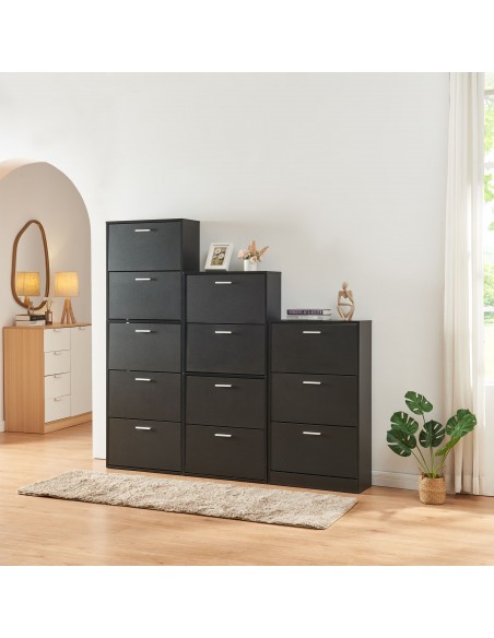 Skoskab gulv træ billigt eg egetræ garderobe entre sort