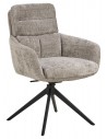 ROGE Spisebordsstol med armlæn, drejefod og vippefunktion i metal og chenille H90 cm - Sort/Støvet grå