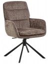 EDGER Spisebordsstol med armlæn, drejefod og vippefunktion i metal og chenille H94 cm - Sort/Støvet brun