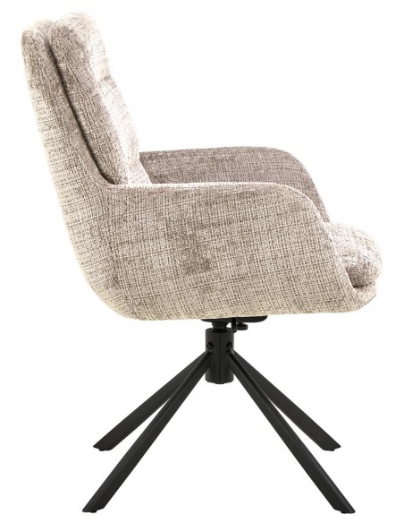 spisebordsstol med armlæn drejefod drejefunktion vippefunktion beige stof