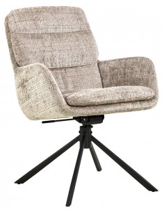 spisebordsstol med armlæn drejefod drejefunktion vippefunktion beige stof 2